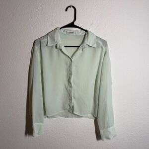 Abercrombie & Fitch Shirt Womens XS Mint Green Casual Cutaway Collar Button Up
